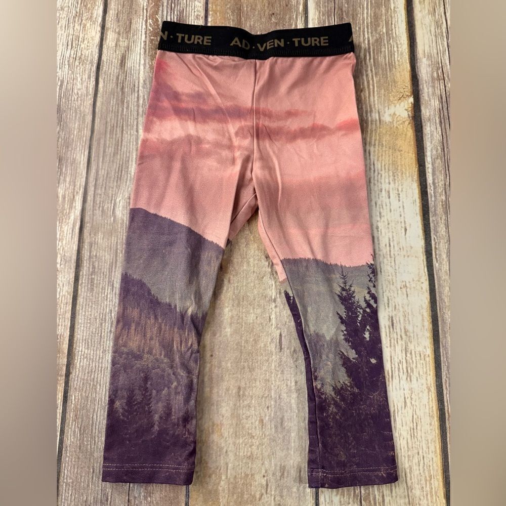 Kids Pink and Gray green forest Leggings